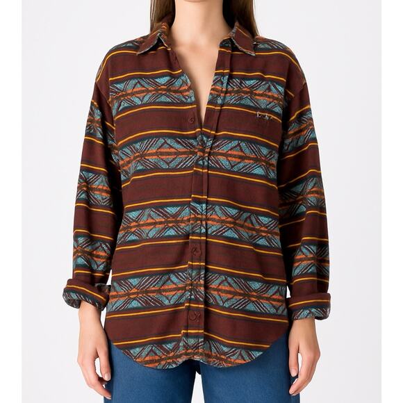 VTG Cabin Creek Aztec Western Thick Quality Cotton Button Up Shirt Boho L - Picture 1 of 6